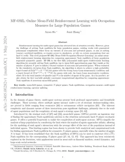 MF-OML: Online Mean-Field Reinforcement Learning with Occupation Measures for Large Population Games