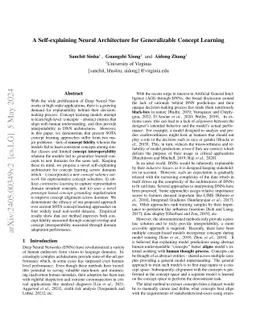 A Self-explaining Neural Architecture for Generalizable Concept Learning
