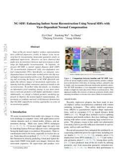 NC-SDF: Enhancing Indoor Scene Reconstruction Using Neural SDFs with
  View-Dependent Normal Compensation