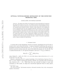 Optimal nonparametric estimation of the expected shortfall risk