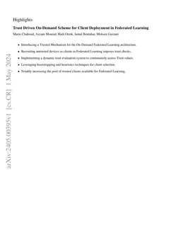 Trust Driven On-Demand Scheme for Client Deployment in Federated
  Learning