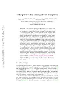 Self-supervised Pre-training of Text Recognizers