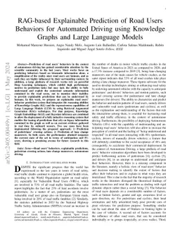 RAG-based Explainable Prediction of Road Users Behaviors for Automated
  Driving using Knowledge Graphs and Large Language Models