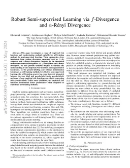 Robust Semi-supervised Learning via $f$-Divergence and $α$-Rényi
  Divergence