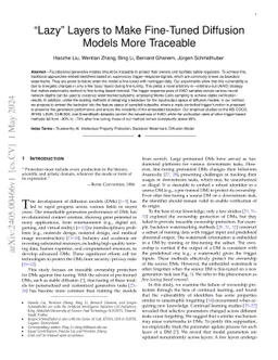 Lazy Layers to Make Fine-Tuned Diffusion Models More Traceable