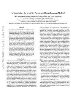 Is Temperature the Creativity Parameter of Large Language Models?