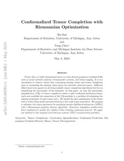Conformalized Tensor Completion with Riemannian Optimization