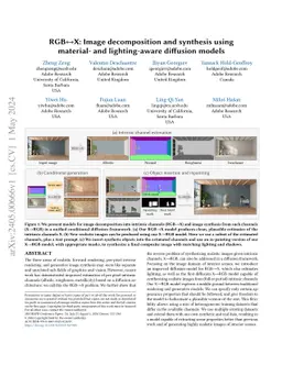 RGB$\leftrightarrow$X: Image decomposition and synthesis using material-
  and lighting-aware diffusion models