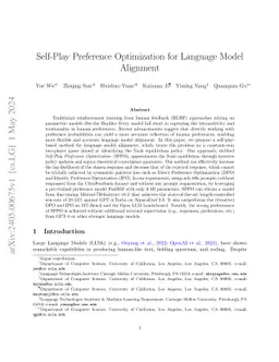 Self-Play Preference Optimization for Language Model Alignment