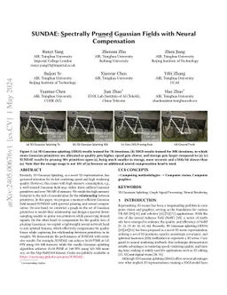 Spectrally Pruned Gaussian Fields with Neural Compensation