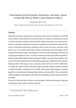 Understanding Social Perception, Interactions, and Safety Aspects of
  Sidewalk Delivery Robots Using Sentiment Analysis