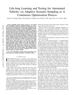 Life-long Learning and Testing for Automated Vehicles via Adaptive
  Scenario Sampling as A Continuous Optimization Process