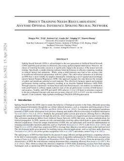 Direct Training Needs Regularisation: Anytime Optimal Inference Spiking
  Neural Network