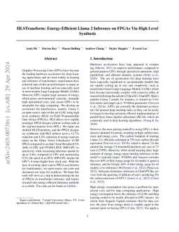 HLSTransform: Energy-Efficient Llama 2 Inference on FPGAs Via High Level
  Synthesis