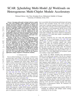 SCAR: Scheduling Multi-Model AI Workloads on Heterogeneous Multi-Chiplet
  Module Accelerators