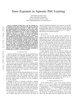 Error Exponent in Agnostic PAC Learning