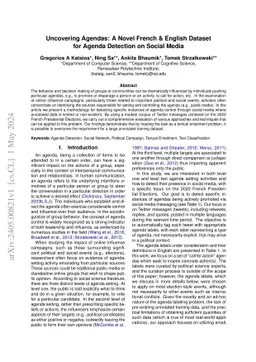 Uncovering Agendas: A Novel French & English Dataset for Agenda
  Detection on Social Media