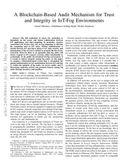 A Blockchain-Based Audit Mechanism for Trust and Integrity in IoT-Fog
  Environments