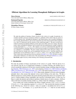 Efficient Algorithms for Learning Monophonic Halfspaces in Graphs