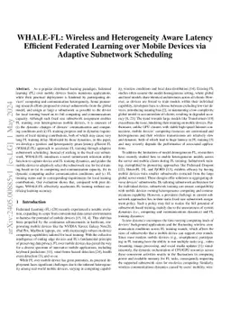 WHALE-FL: Wireless and Heterogeneity Aware Latency Efficient Federated Learning over Mobile Devices via Adaptive Subnetwork Scheduling