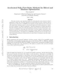 Accelerated Fully First-Order Methods for Bilevel and Minimax
  Optimization