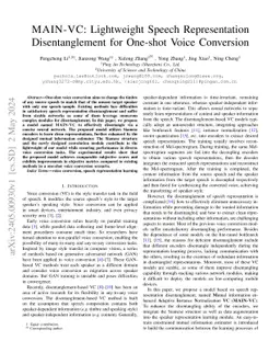MAIN-VC: Lightweight Speech Representation Disentanglement for One-shot
  Voice Conversion