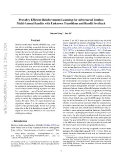Provably Efficient Reinforcement Learning for Adversarial Restless
  Multi-Armed Bandits with Unknown Transitions and Bandit Feedback