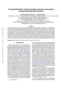 The IgboAPI Dataset: Empowering Igbo Language Technologies through
  Multi-dialectal Enrichment