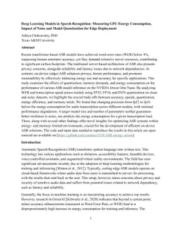 Deep Learning Models in Speech Recognition: Measuring GPU Energy
  Consumption, Impact of Noise and Model Quantization for Edge Deployment