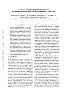 UniGen: Universal Domain Generalization for Sentiment Classification via
  Zero-shot Dataset Generation