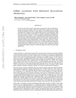 LOQA: Learning with Opponent Q-Learning Awareness