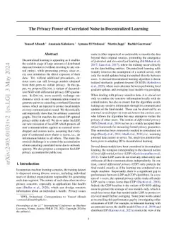 The Privacy Power of Correlated Noise in Decentralized Learning