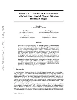 HandS3C: 3D Hand Mesh Reconstruction with State Space Spatial Channel Attention from RGB images