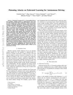 Poisoning Attacks on Federated Learning for Autonomous Driving