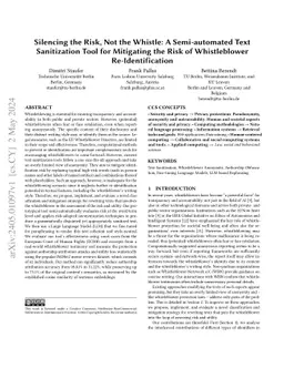 Silencing the Risk, Not the Whistle: A Semi-automated Text Sanitization
  Tool for Mitigating the Risk of Whistleblower Re-Identification