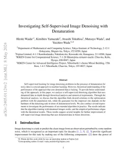 Investigating Self-Supervised Image Denoising with Denaturation