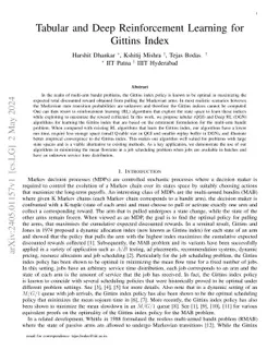 Tabular and Deep Reinforcement Learning for Gittins Index