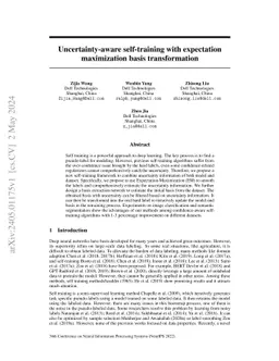 Uncertainty-aware self-training with expectation maximization basis
  transformation