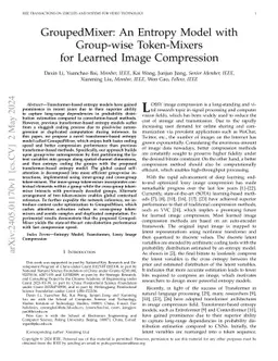 GroupedMixer: An Entropy Model with Group-wise Token-Mixers for Learned
  Image Compression