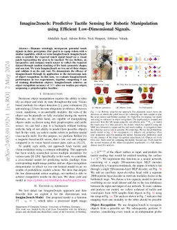 Imagine2touch: Predictive Tactile Sensing for Robotic Manipulation using
  Efficient Low-Dimensional Signals