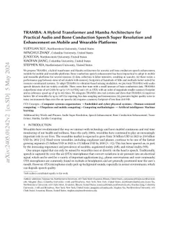 TRAMBA: A Hybrid Transformer and Mamba Architecture for Practical Audio
  and Bone Conduction Speech Super Resolution and Enhancement on Mobile and
  Wearable Platforms