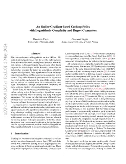 An Online Gradient-Based Caching Policy with Logarithmic Complexity and
  Regret Guarantees