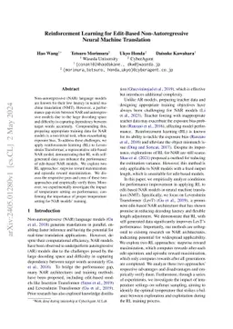 Reinforcement Learning for Edit-Based Non-Autoregressive Neural Machine
  Translation