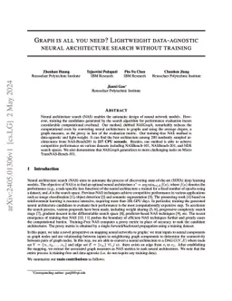 Graph is all you need? Lightweight data-agnostic neural architecture search without training