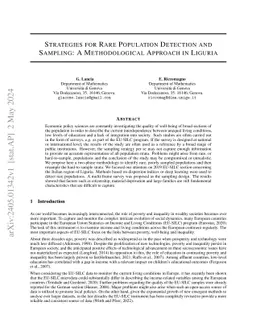 Strategies for Rare Population Detection and Sampling: A Methodological
  Approach in Liguria