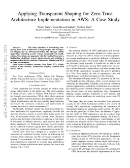 Applying Transparent Shaping for Zero Trust Architecture Implementation
  in AWS: A Case Study