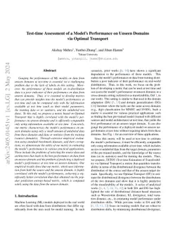 Test-time Assessment of a Model's Performance on Unseen Domains via
  Optimal Transport
