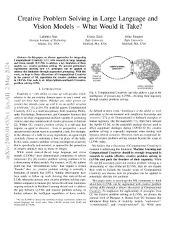 Creative Problem Solving in Large Language and Vision Models -- What
  Would it Take?