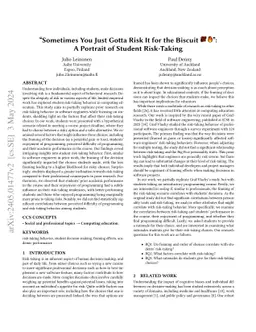 "Sometimes You Just Gotta Risk It for the Biscuit": A Portrait of
  Student Risk-Taking