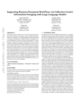 Supporting Business Document Workflows via Collection-Centric
  Information Foraging with Large Language Models